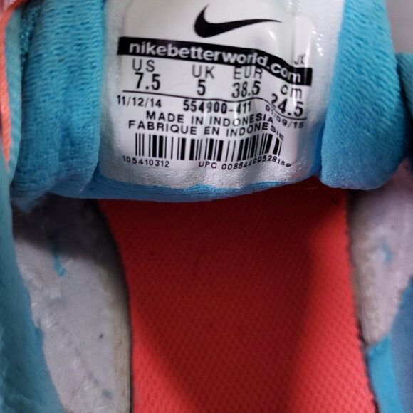 Nike Revolution 2 Running Shoes Womens 7.5 Aqua Coral Mesh Athletic Gym Sneaker - Picture 10 of 11